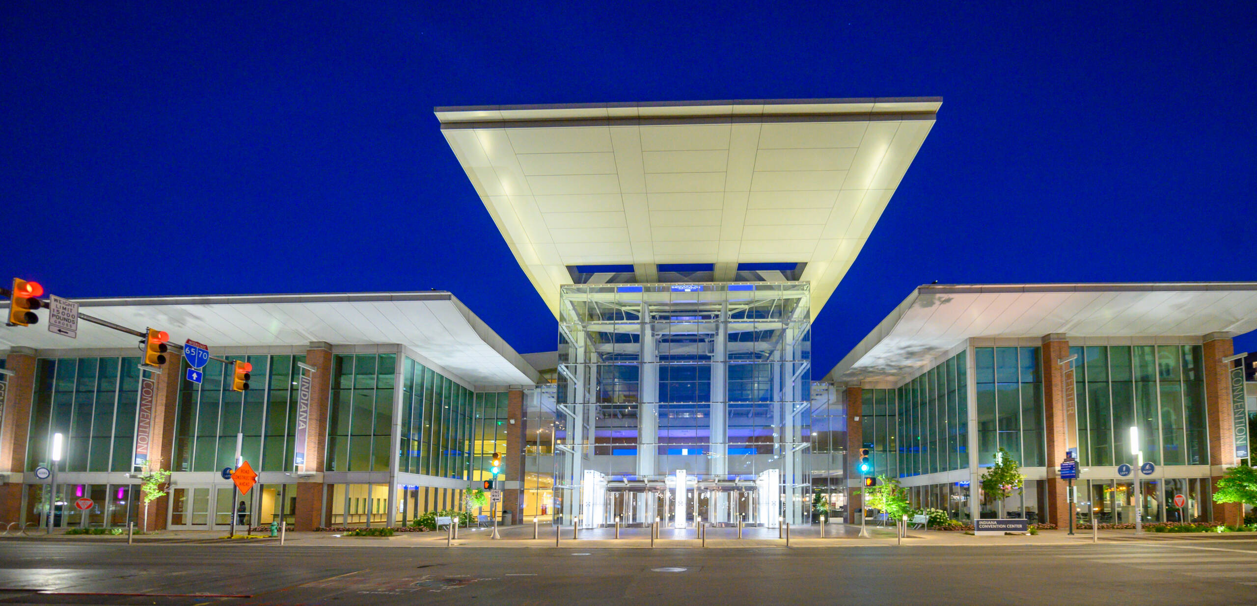 ICC North Campus Exterior At Dusk for Press Kit Indiana Convention Center Interior 03